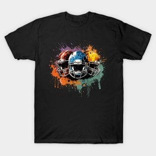 American Football – Helmet Grunge Splash Design T-Shirt